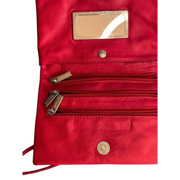 Renato Angi Portofino Italian Leather Crossbody Bag Red Scenic Print - Picture 5 of 7